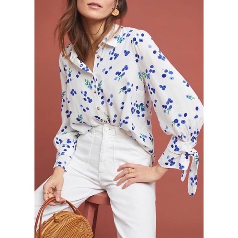 Anthropologie Maeve Blueberry Blithe Button Down